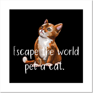 Escape the world - pet a cat Posters and Art